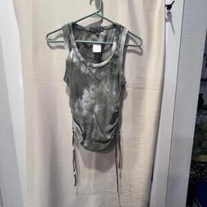 Try This Women's Ribbed Tank Top with Side Drawstrings, Size